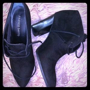 Franco Sarto Black Suede Leather Booties Shoes 8.5
